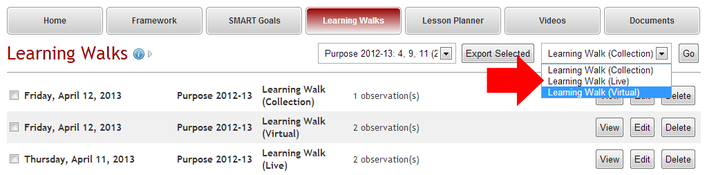 Selecting a Learning Walk Type